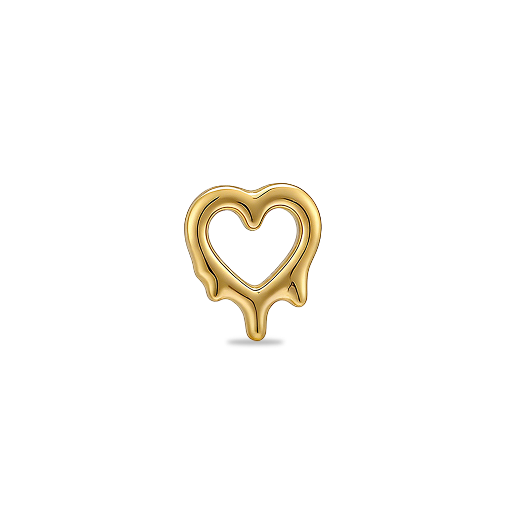 18k V-Gold Hollow Drip Heart Flatback