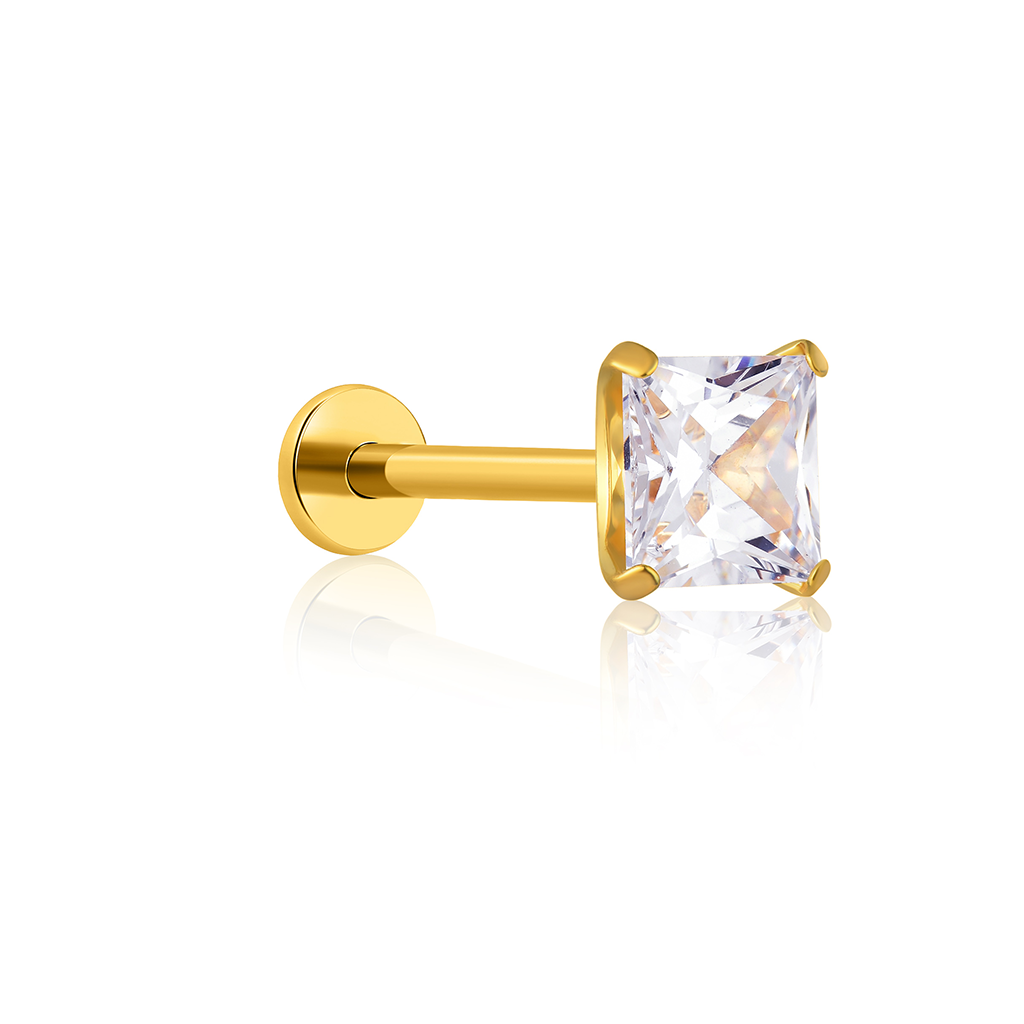 18k V-Gold Princess Cut Flatback