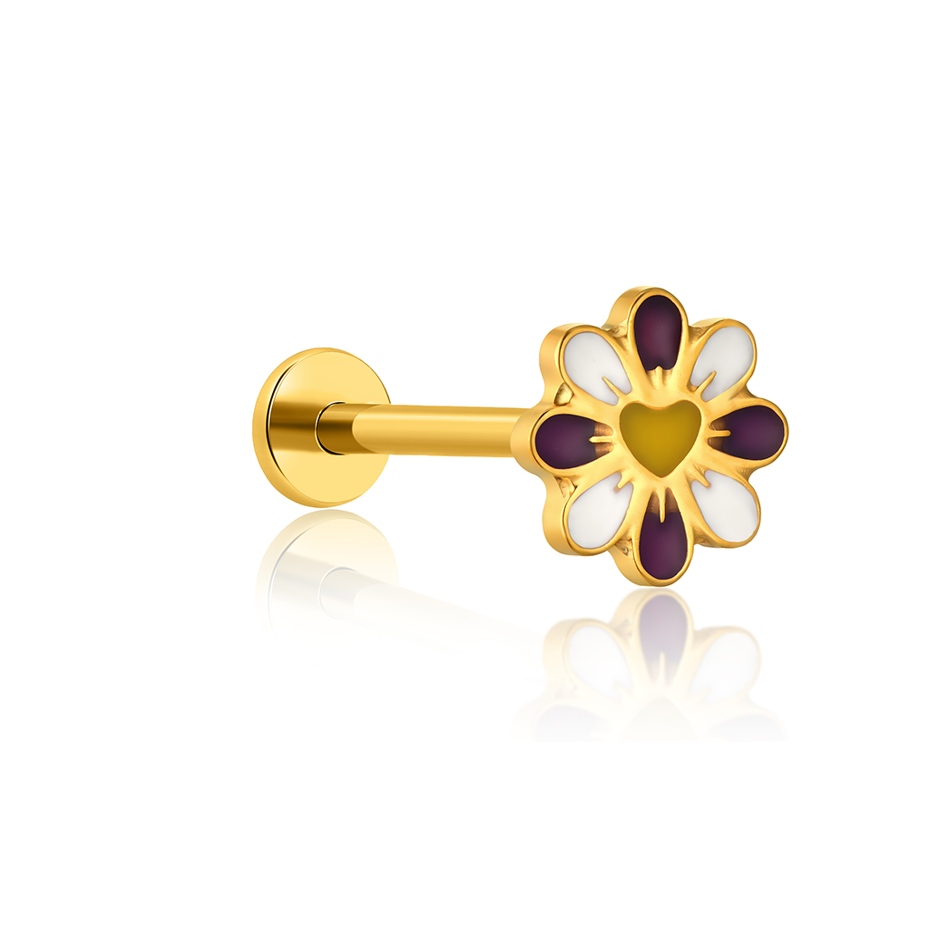 18k V-Gold Lily Enamel Flatback