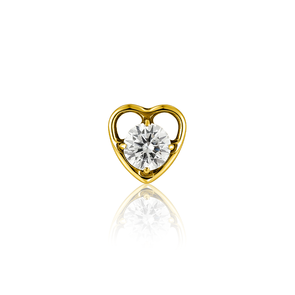 18k V-Gold Love Heart Big Stone Flatback