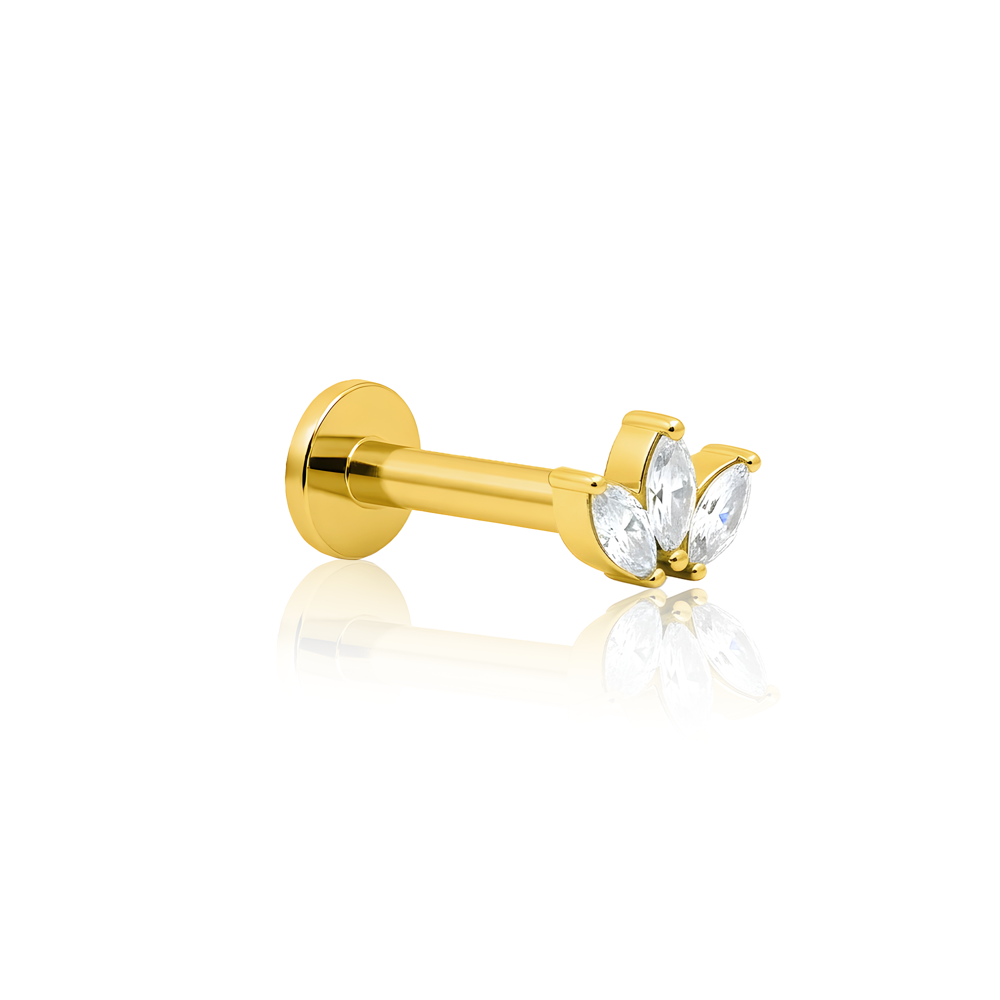 18k V-Gold Marquise Flatback