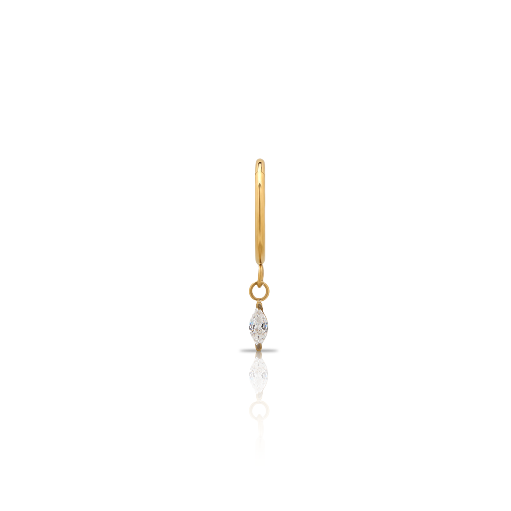 18k V-Gold Hinged Ring w Marquise Dangle
