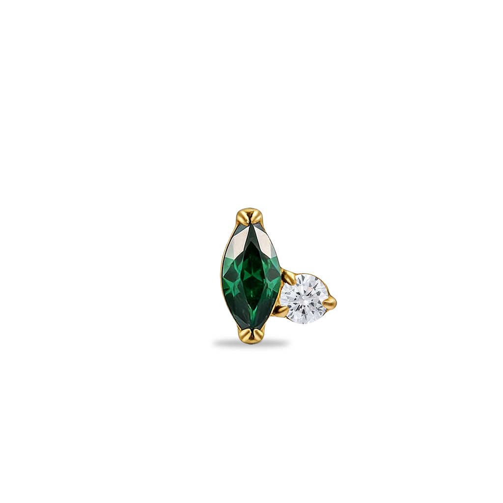 18k V-Gold Marquise w Round Stone Flatback