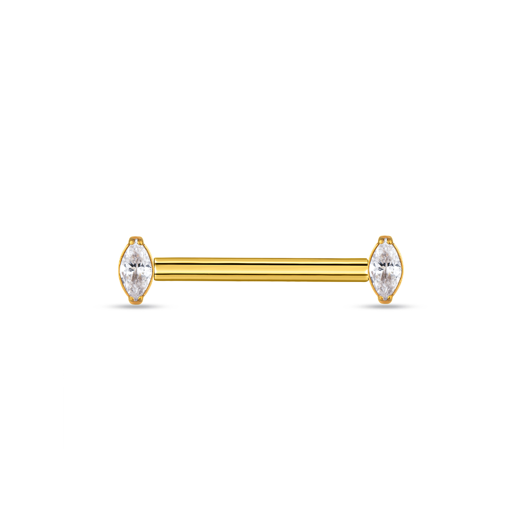 18k V-Gold Marquise Crystal Nipple Bar