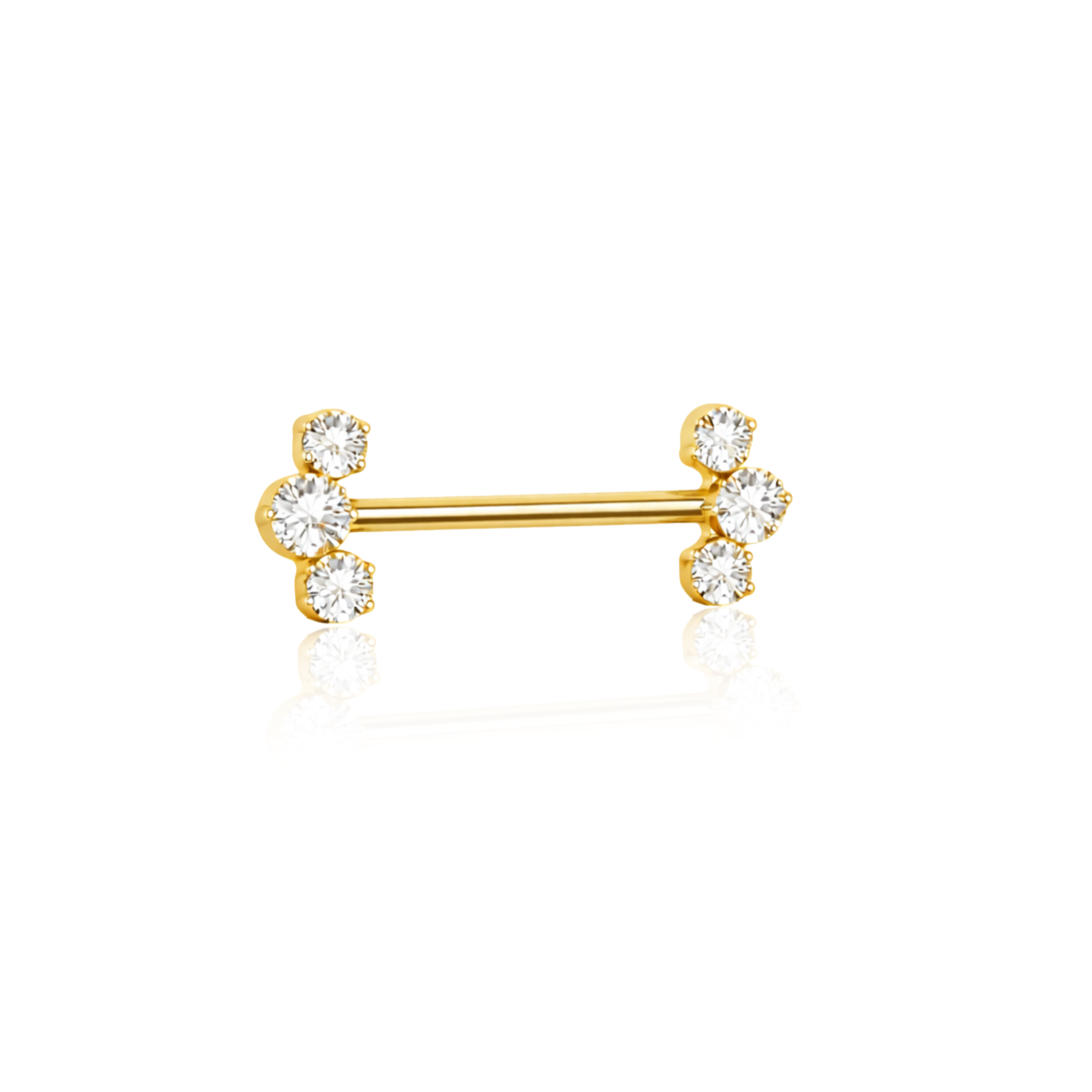 18k V-Gold 3 stone Nipple Bar