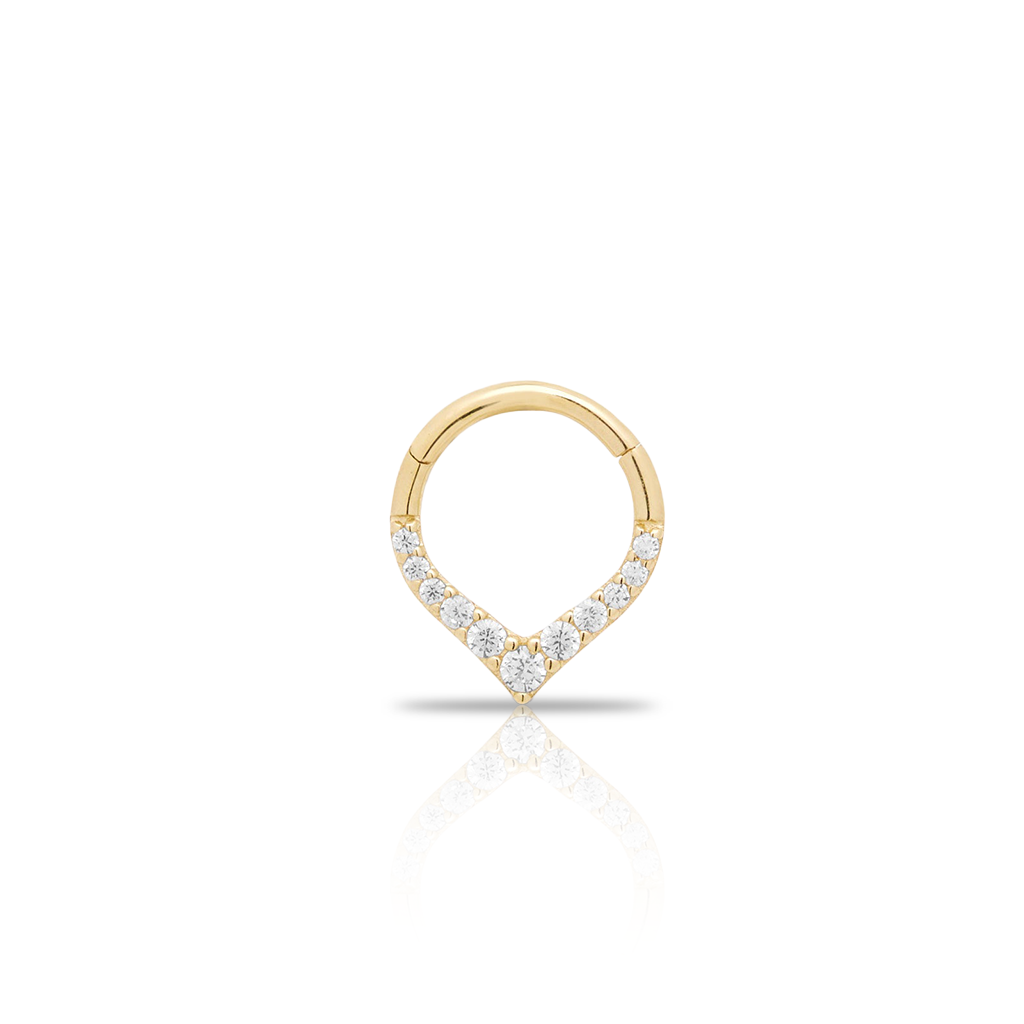 14kt Gold Paved Tear Hinged Ring
