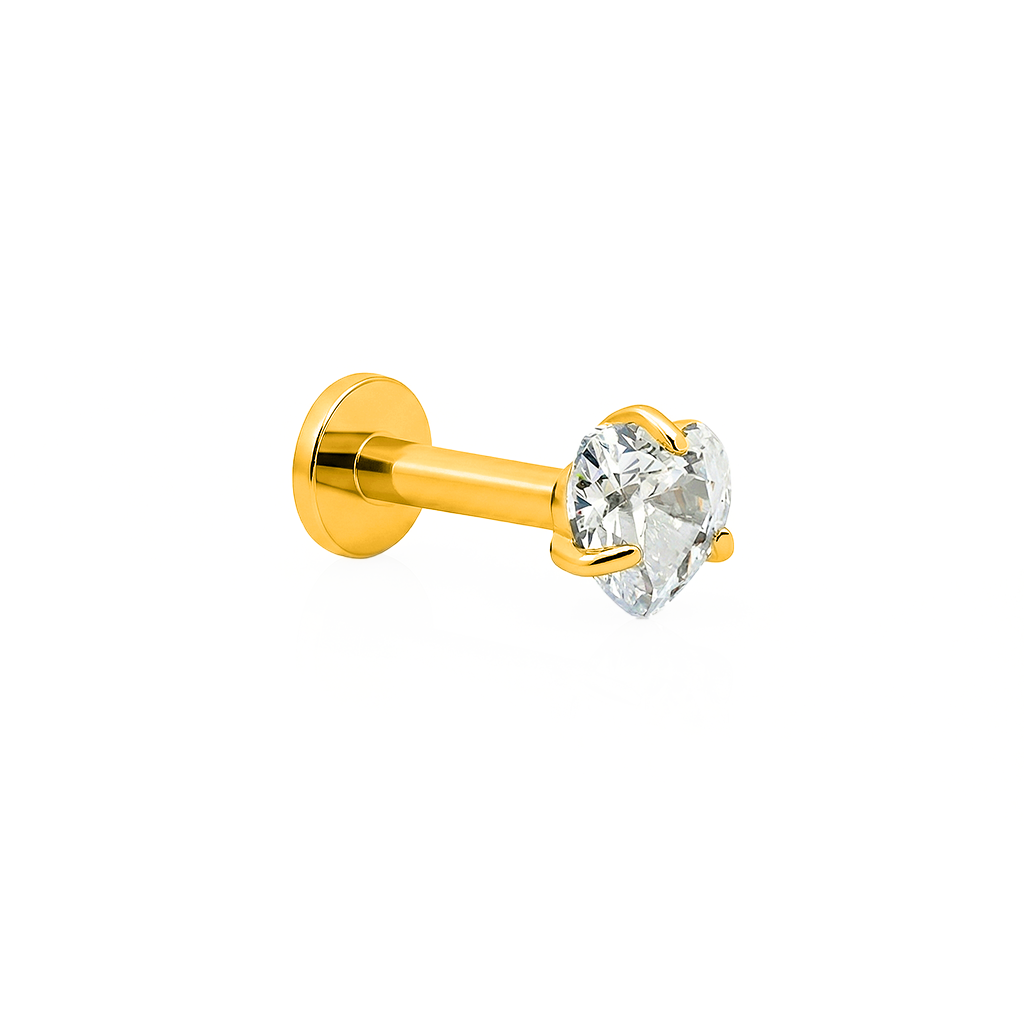 18k V-Gold Prong Set Crystal Heart Flatback