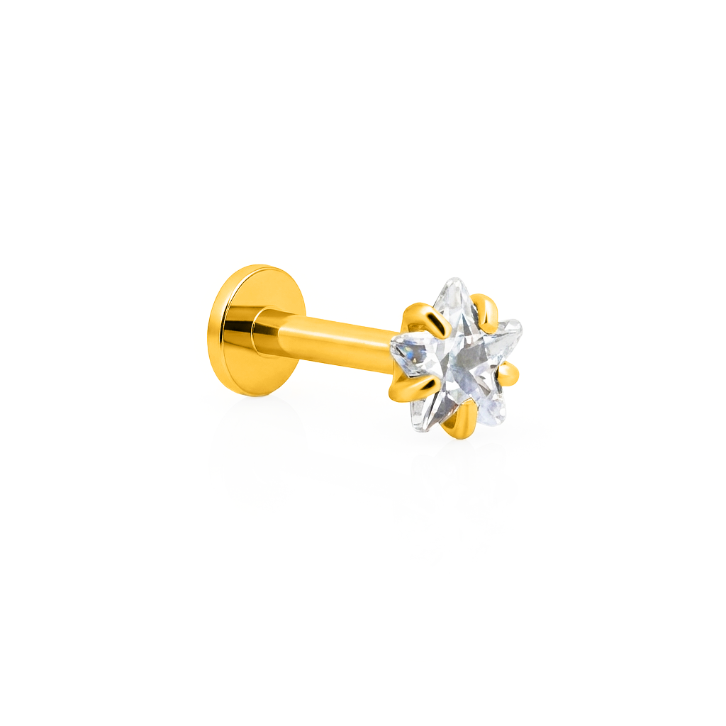 18k V-Gold Prong Set Crystal Star Flatback