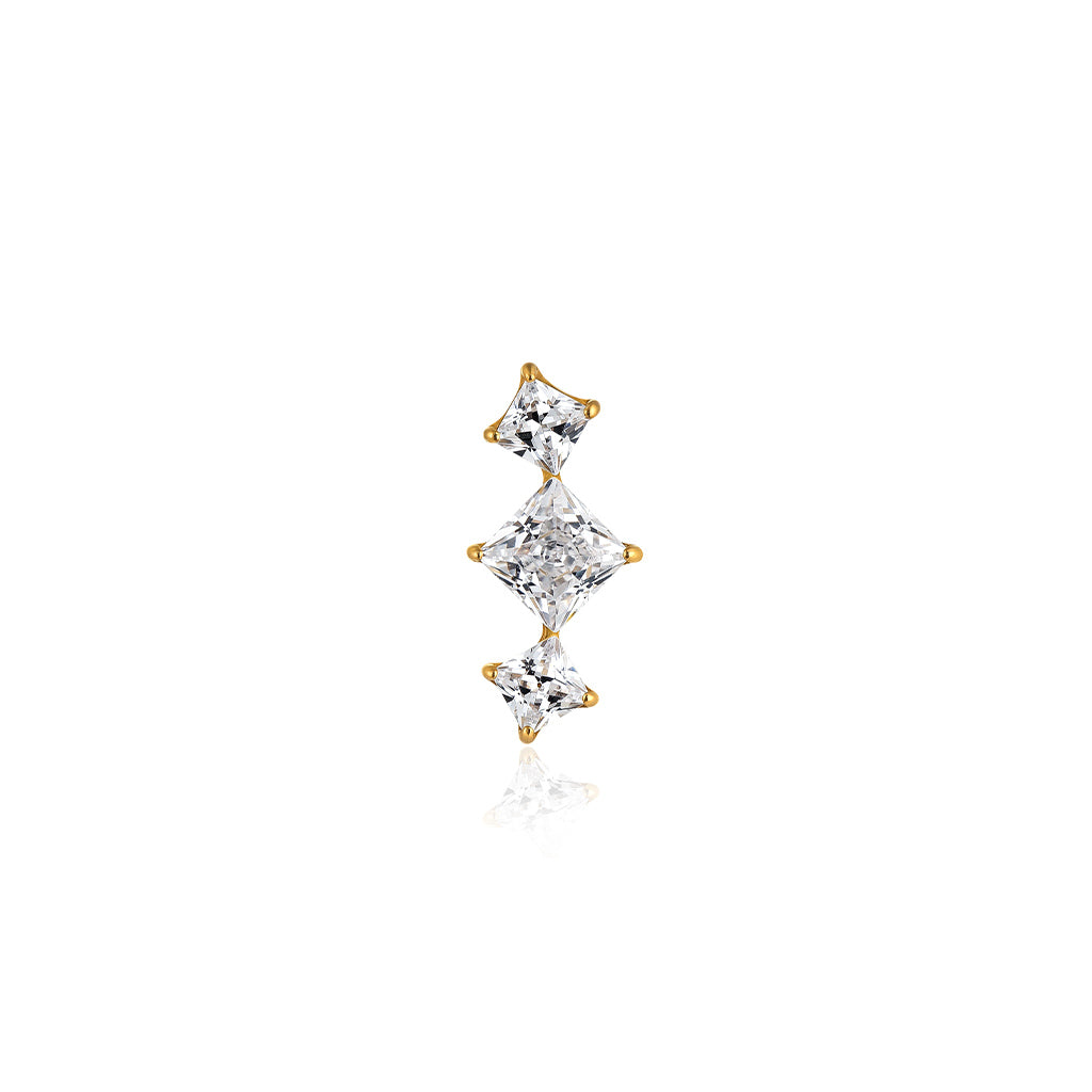 18k V-Gold Prong Trio Flatback