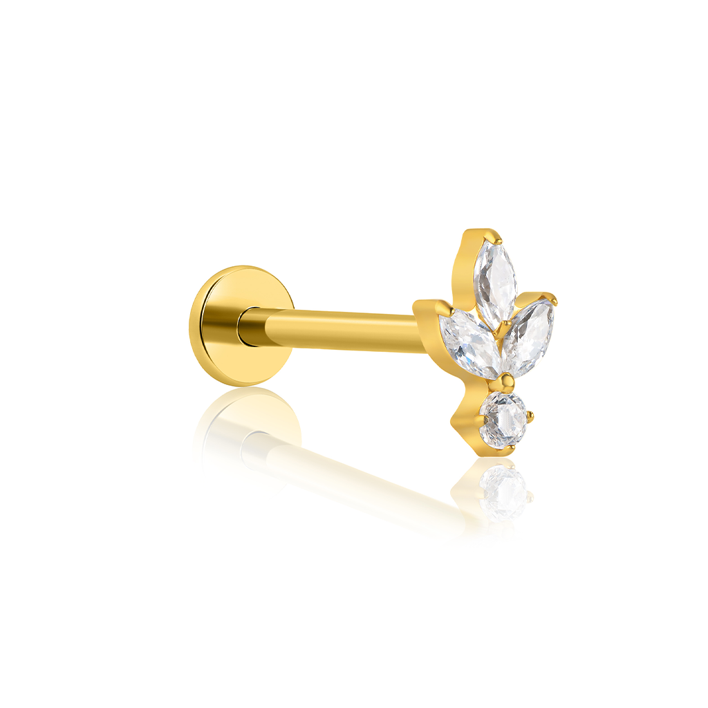 18k V-Gold Marquise Petal Flatback