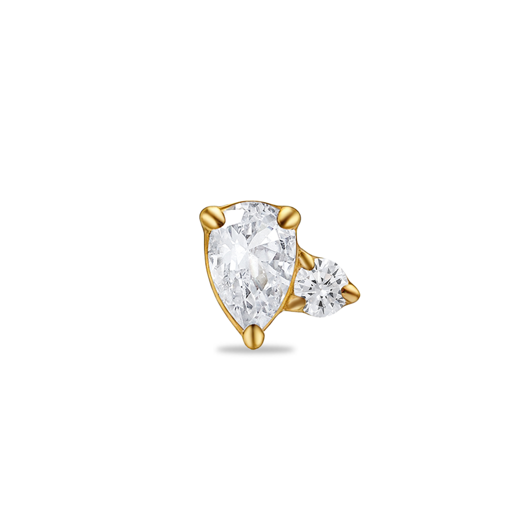 18k V-Gold Pyrus w Round Jewel Flatback