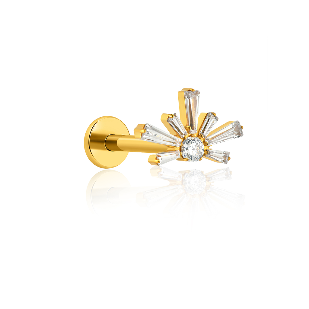 18k V-Gold Sun Ray Flatback