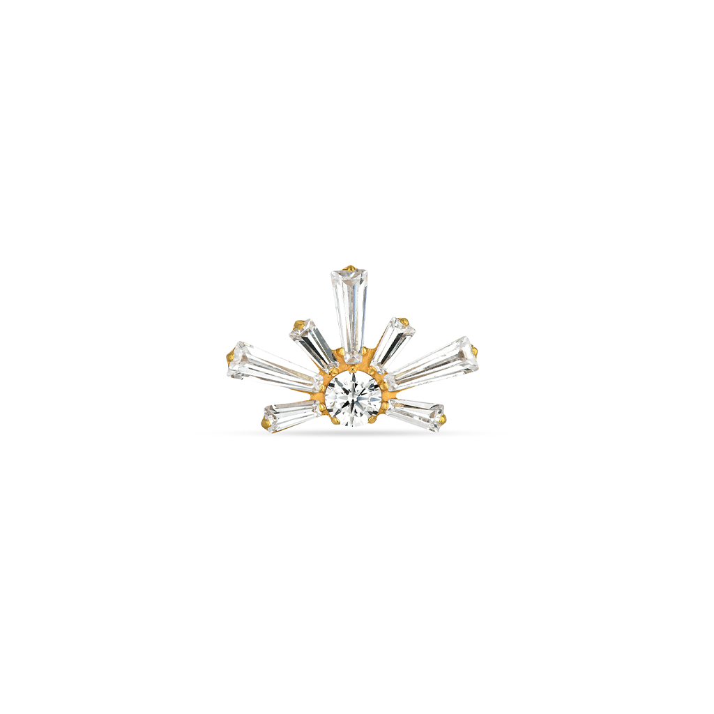 18k V-Gold Sun Ray Flatback