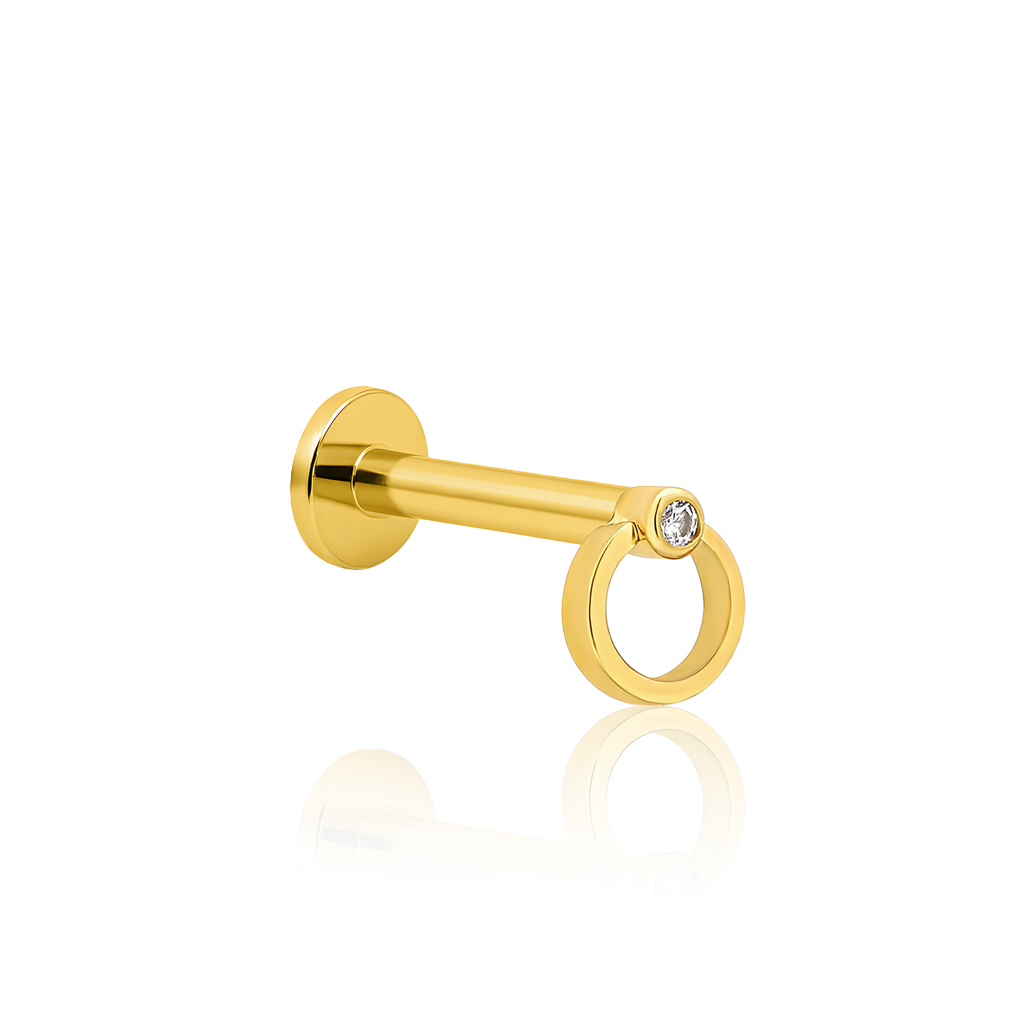 18k V-Gold Ring With 2.5mm Jewel Flatback