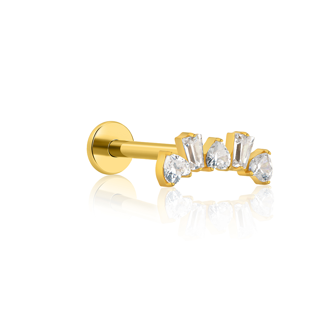18k V-Gold Rocky Stones Flatback