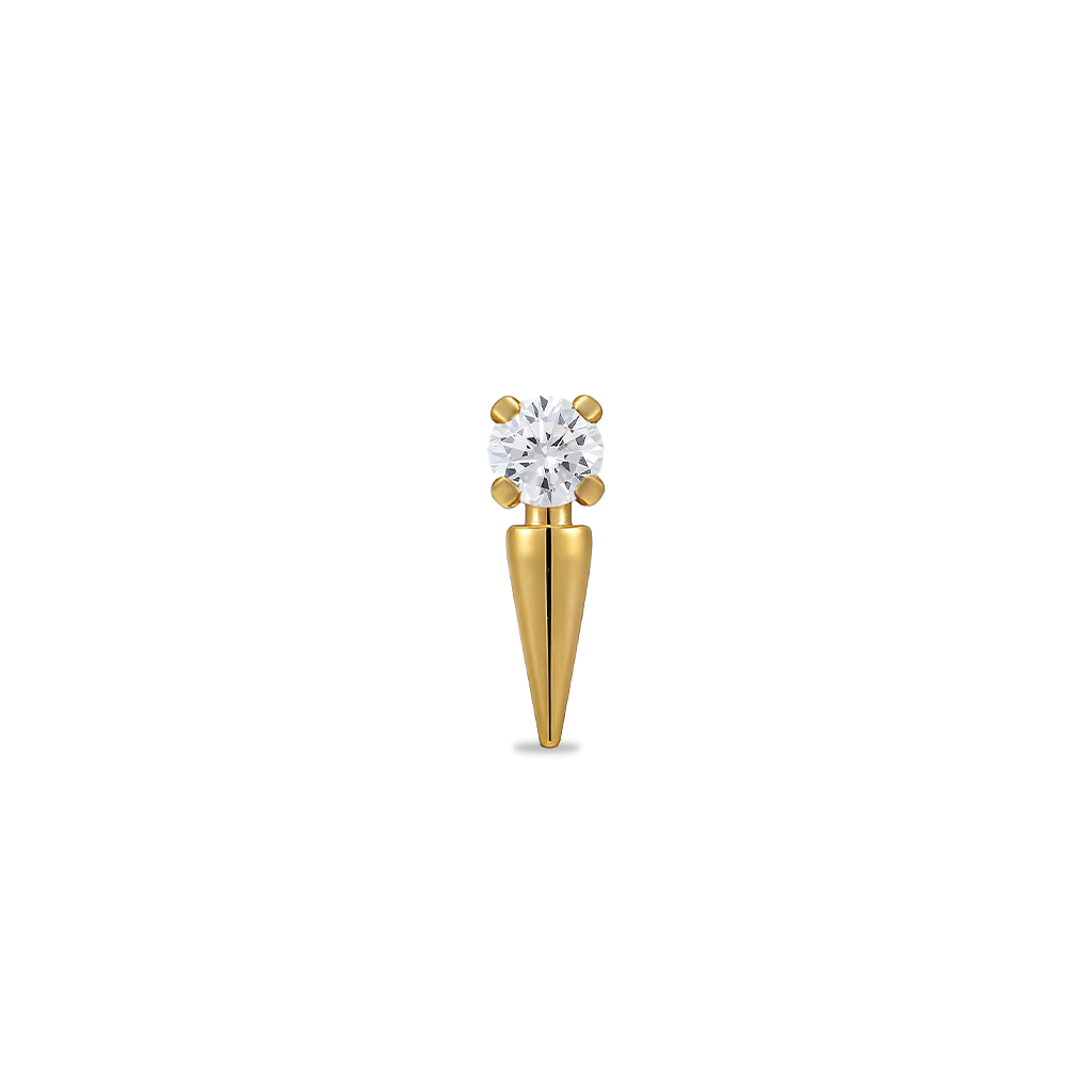 18k V-Gold Round Stone w Spike Flatback