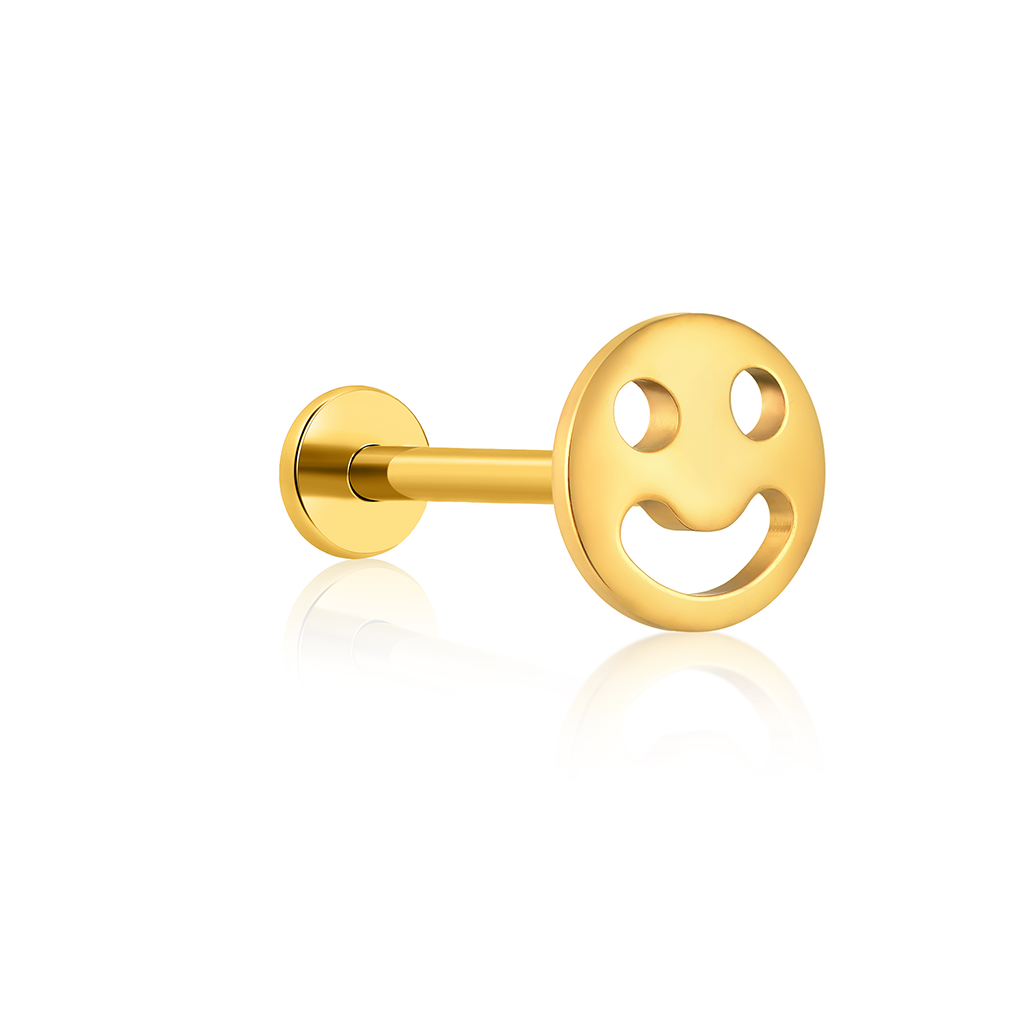 18k V-Gold Smiley Face Flatback