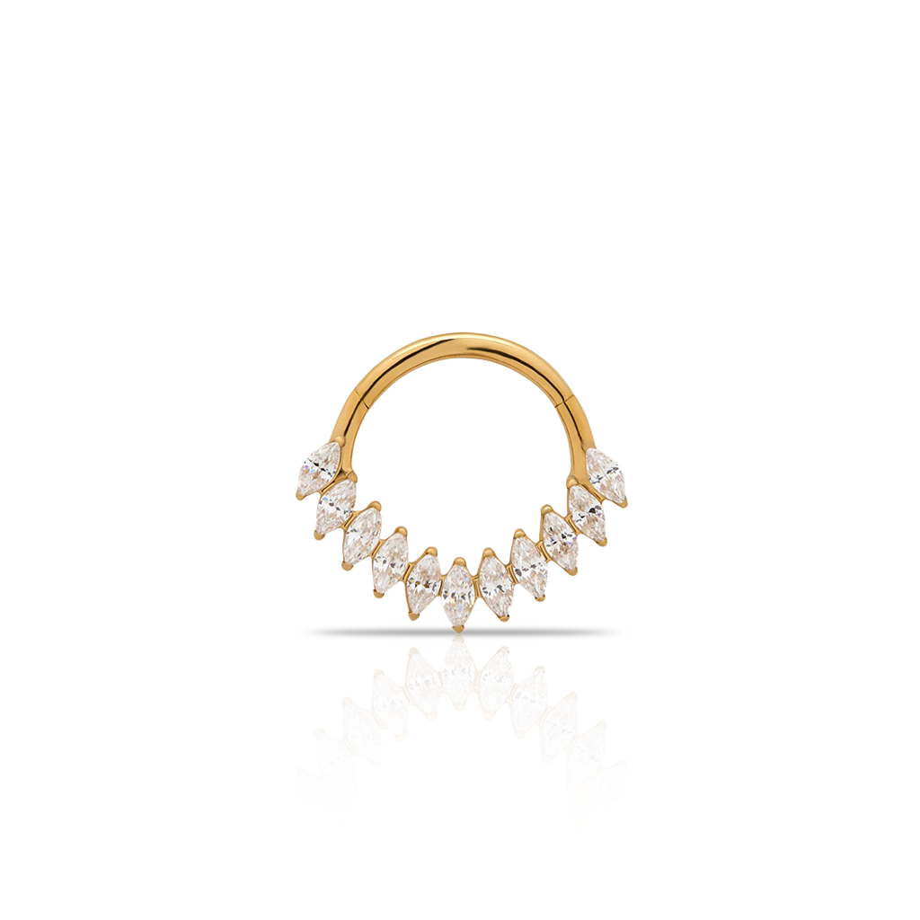 18k V-Gold Marquise Hinged Ring