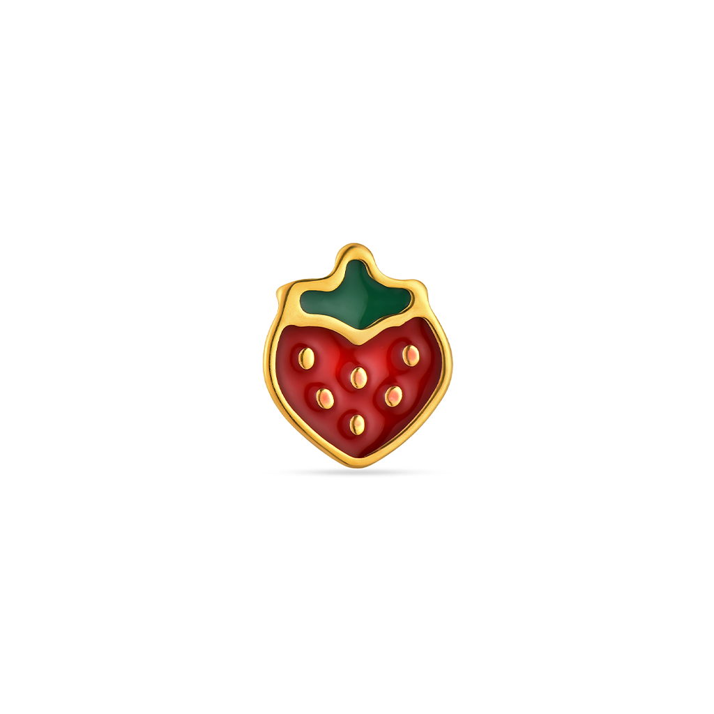 18k V-Gold Strawberry Enamel Flatback