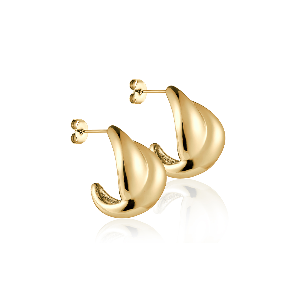 14kt V-Gold Earrings - Swirl