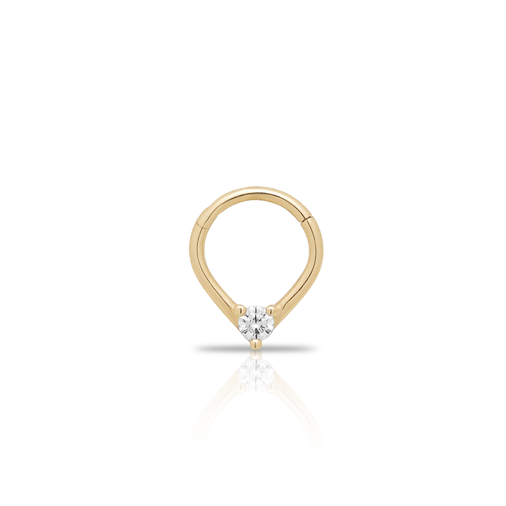 14kt Gold Tear with Jewel Hinged Ring