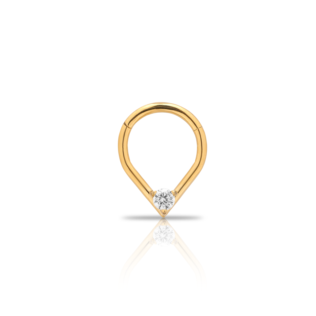 18k V-Gold Tear w 2.5mm Jewel Hinged Ring