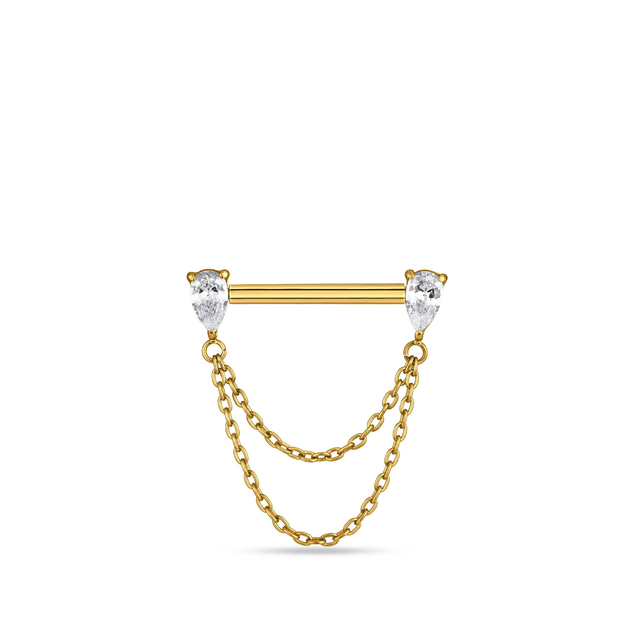 18k V-Gold Tear Chain Nipple Bar