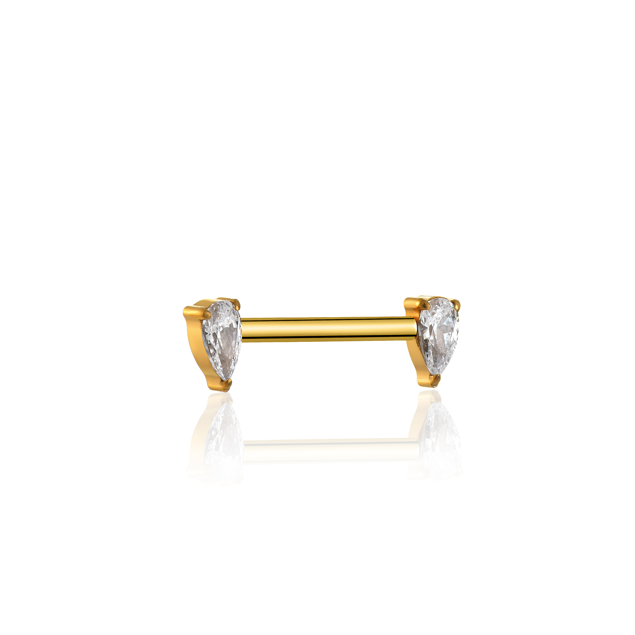 18k V-Gold Tear Nipple Bar