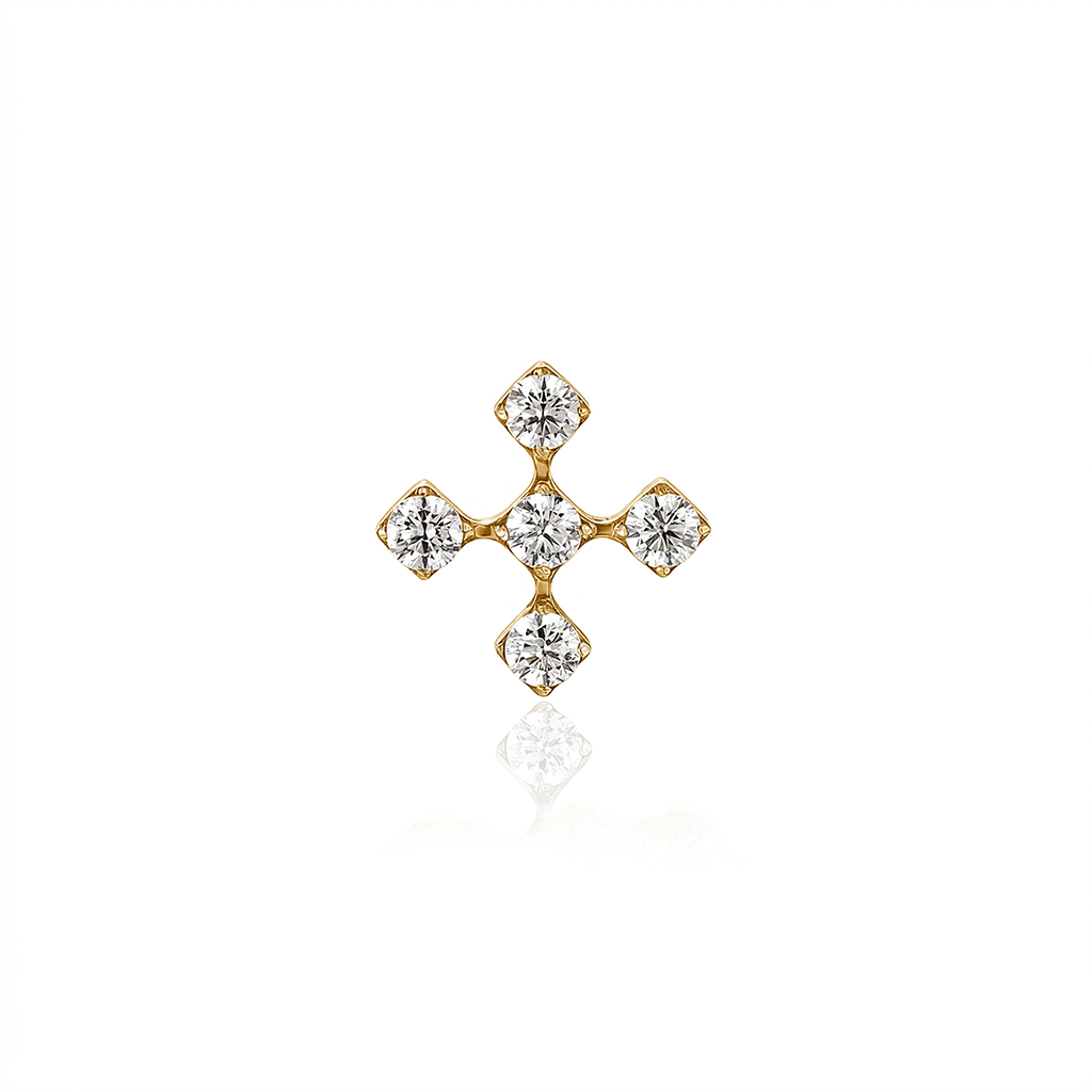 18k V-Gold Templar Cross Flatback
