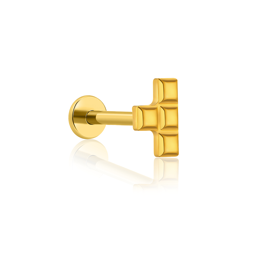 18k V-Gold Tetris T Flatback