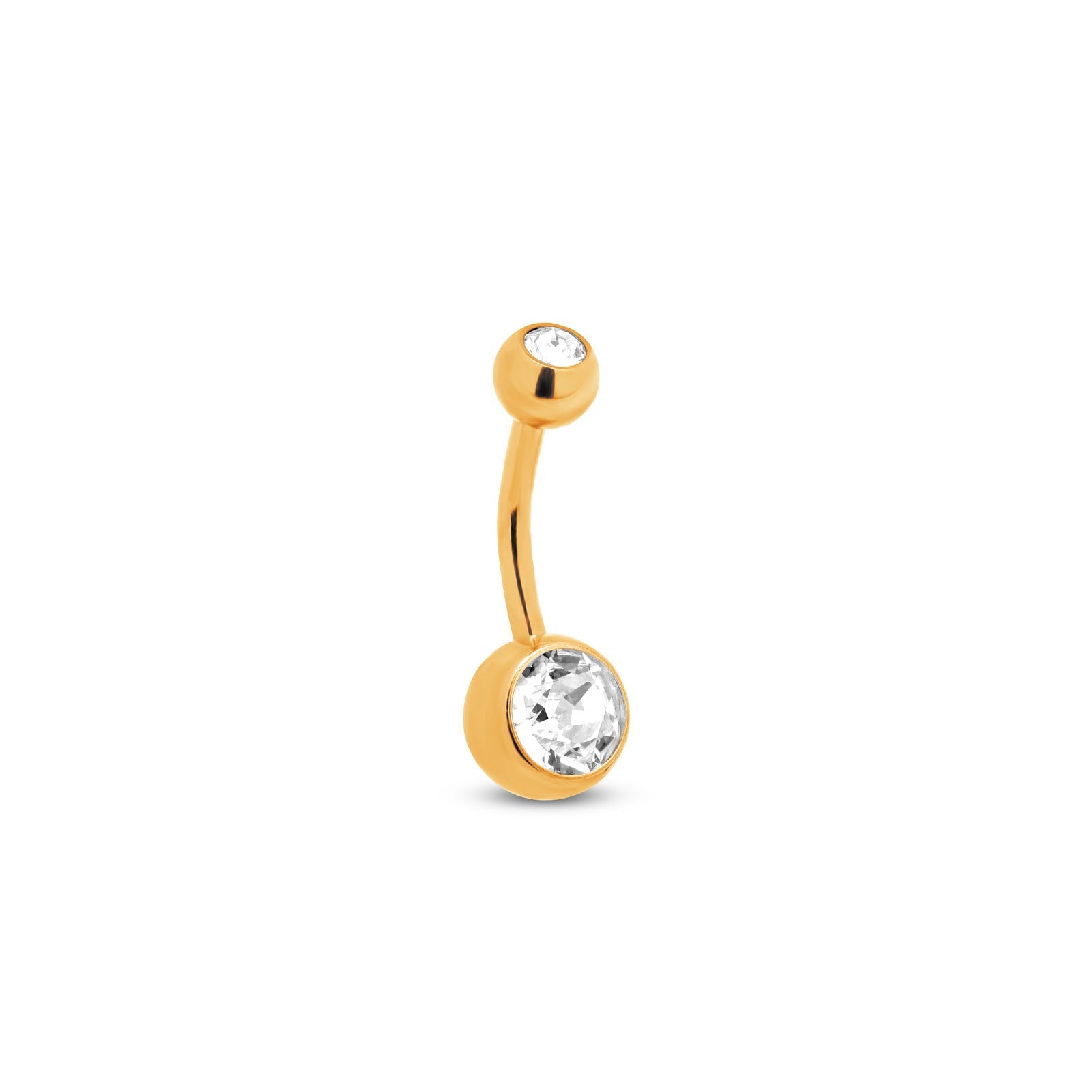 18k V-Gold Internal thread Double Jewelled Navel Bar