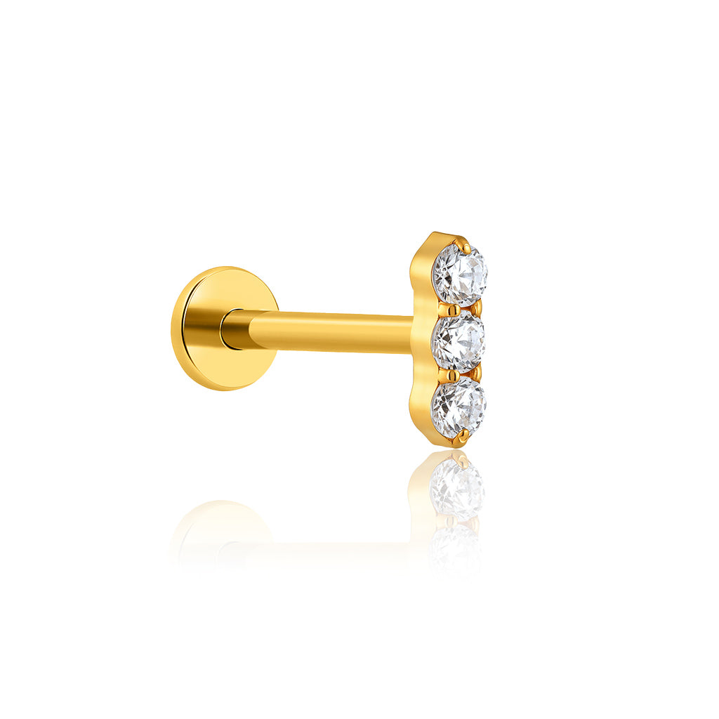 18k V-Gold Tri Crystal Line Flatback