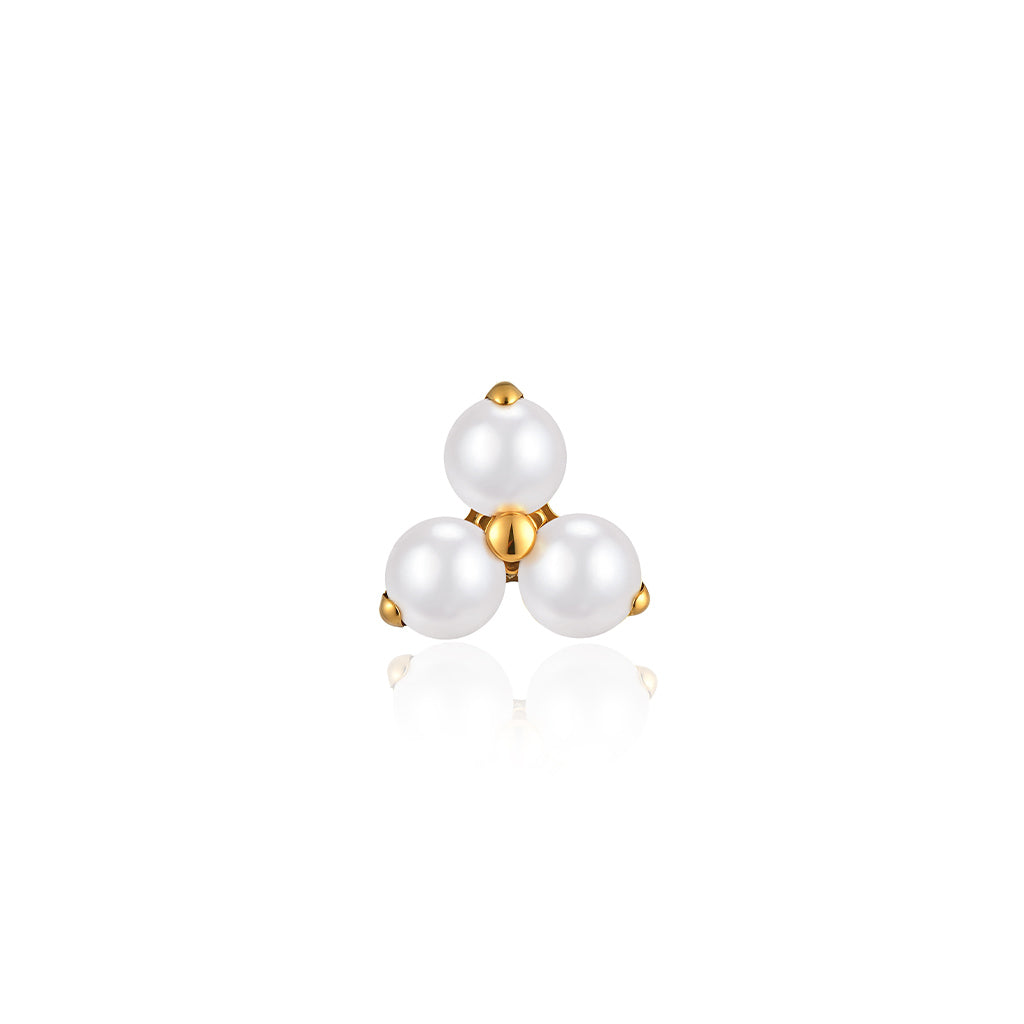18k V-Gold Trio Pearl Flatback