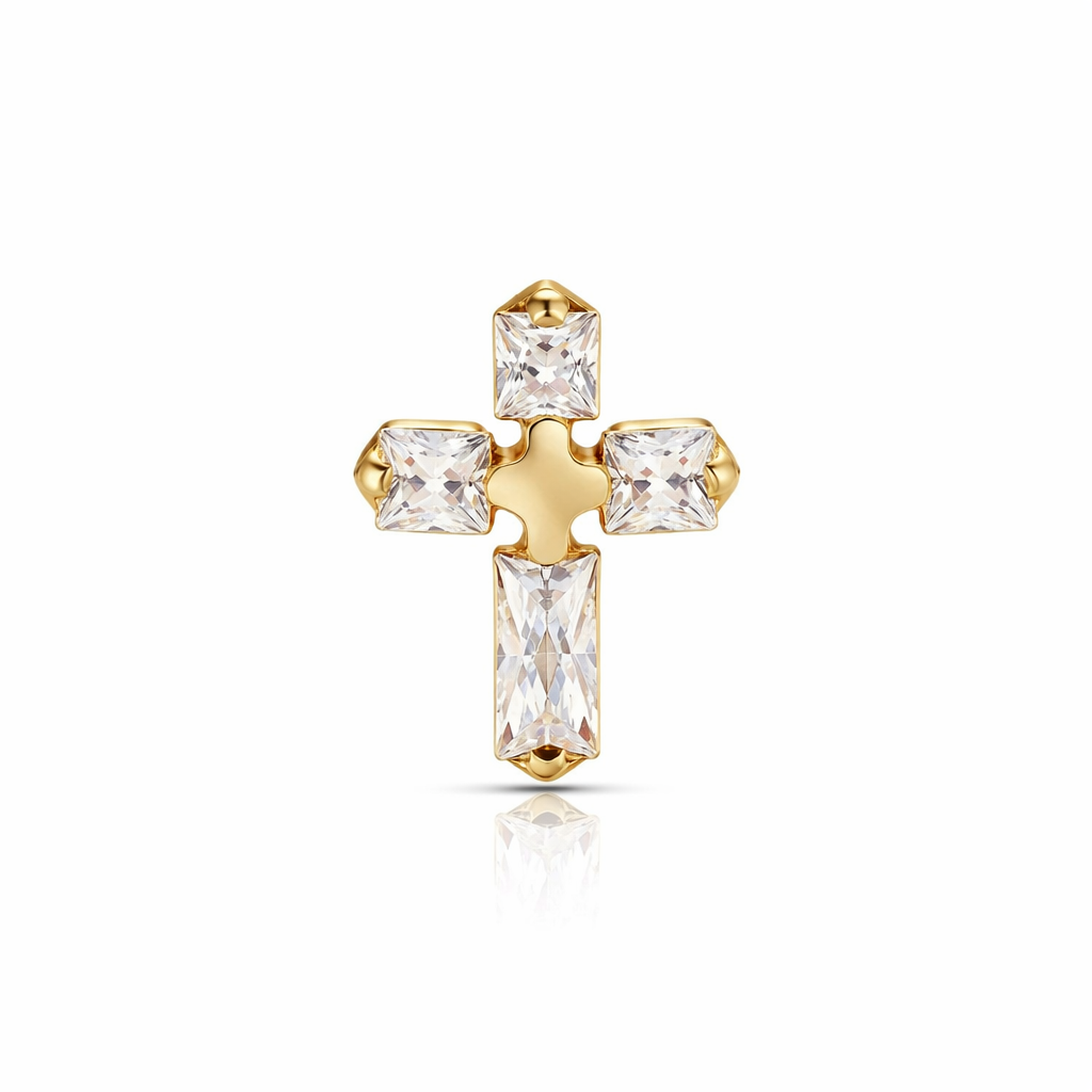 18k V-Gold Baguette Cross Flatback