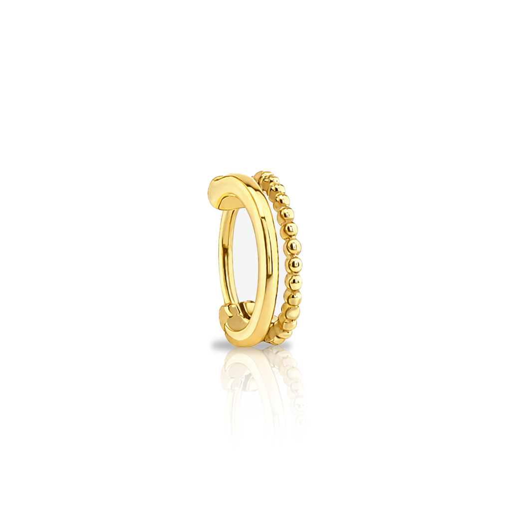 V-Gold Double Stack w/Beads Hinged Ring