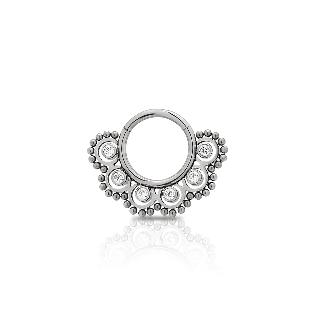 Cluster Jewel Beaded Outlay Hinged Ring