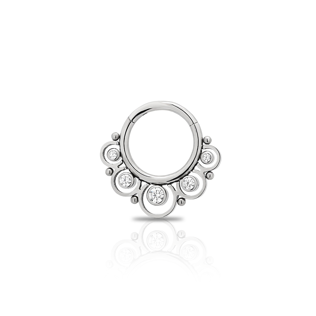Jewelled Cluster With Lace & Beads Hinged Ring