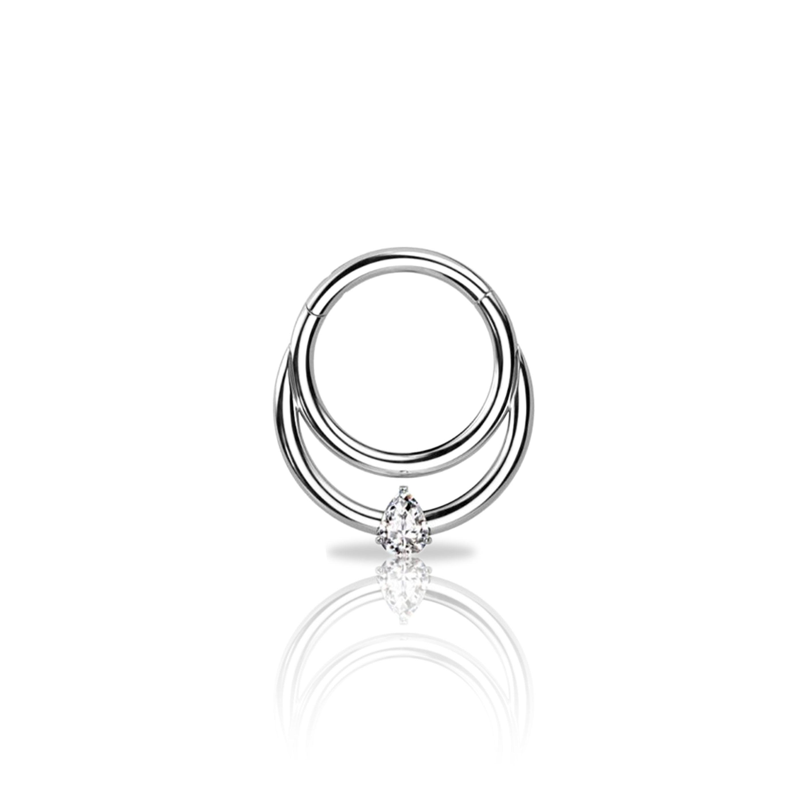 Hinged Ring Double w Crystal