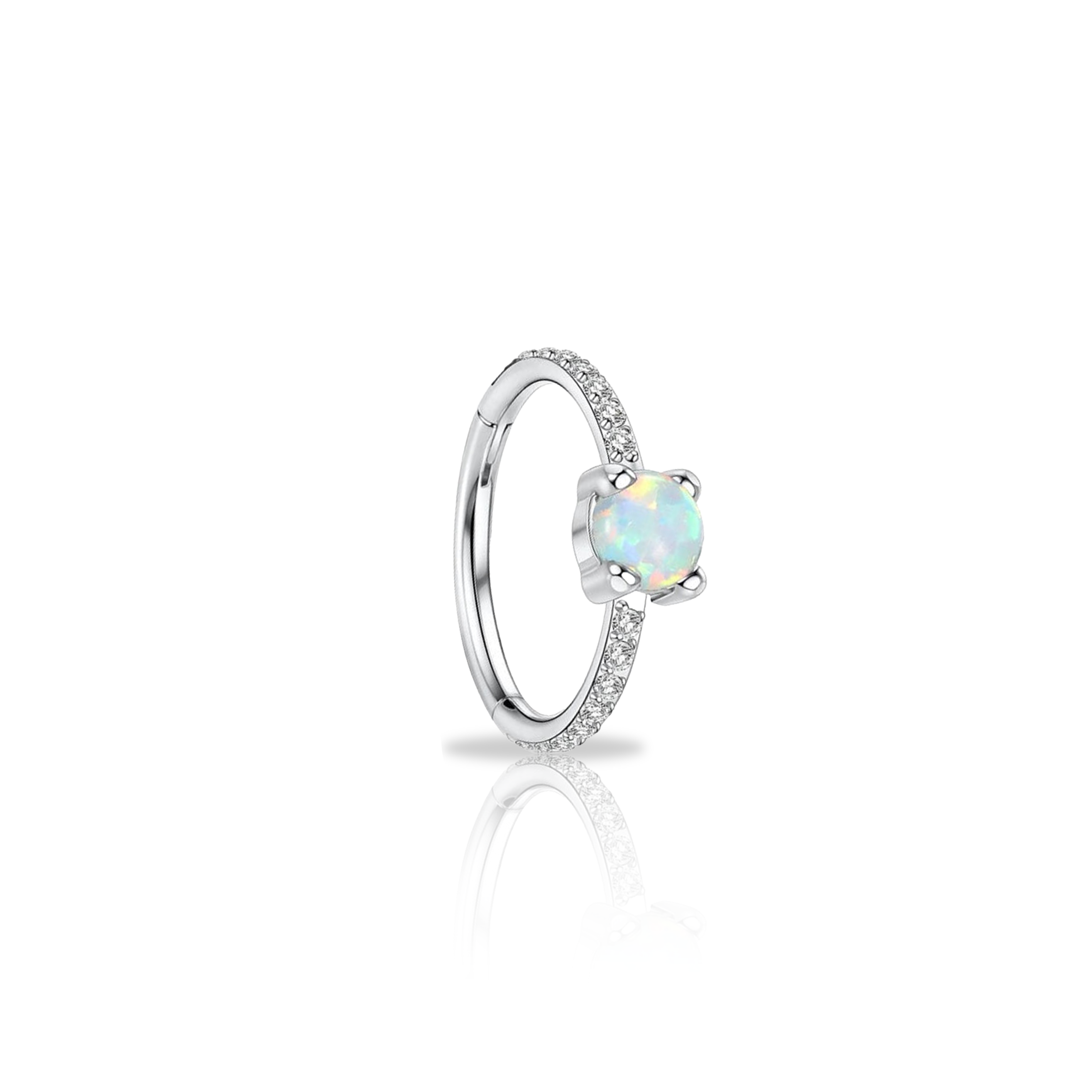 Opal w Paved Gems Hinged Ring