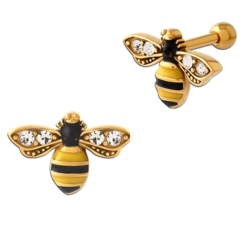 V-Gold Jewelled Bee barbell