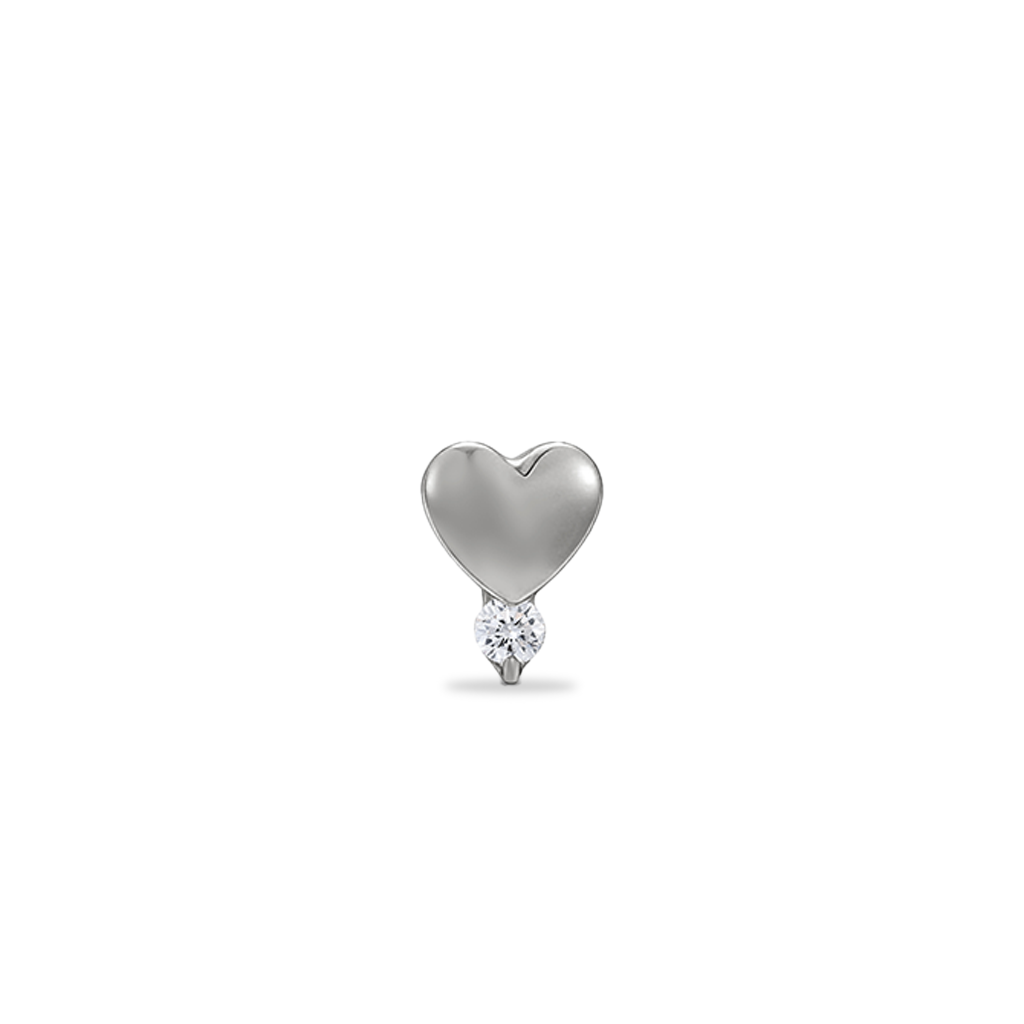 Heart w Round Stone Flatback