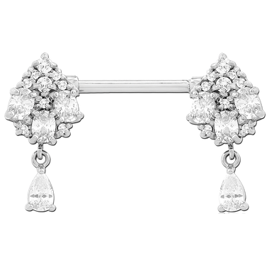 Jewelled Cluster Dangle Nipple Bar