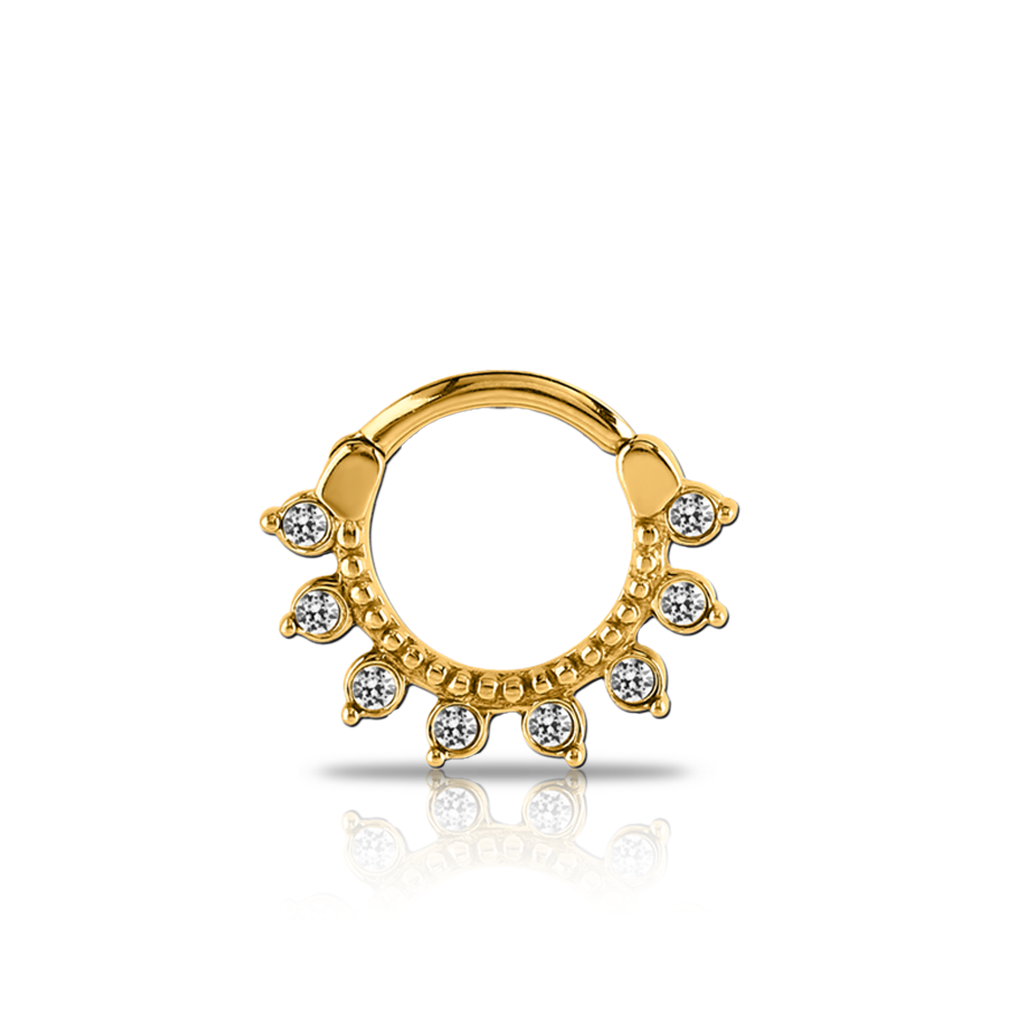 V-Gold 8 Jewelled Hinged Ring