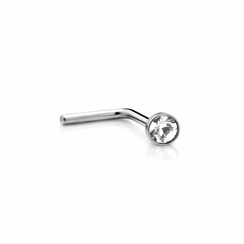 Titanium Jewelled Nose Stud L Shape