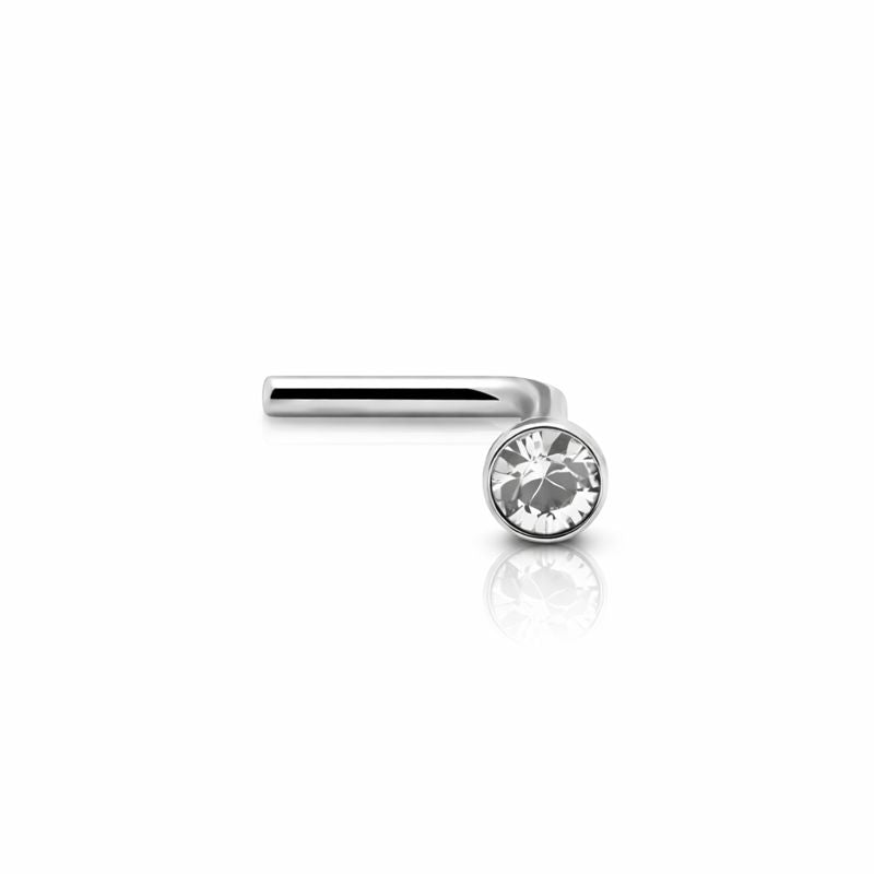 Titanium Jewelled Nose Stud L Shape