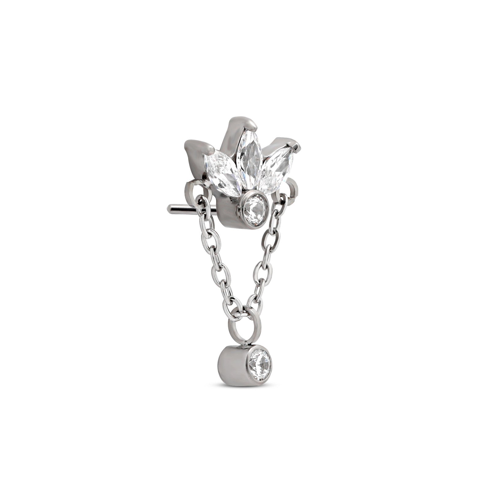 Triple Marquise Fan with Chain Drop Flatback