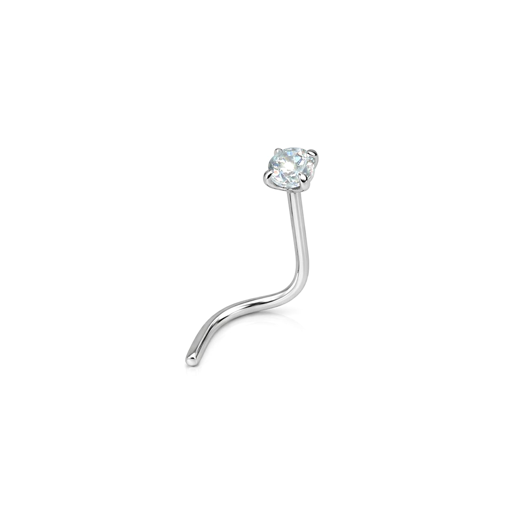 Surgical Steel Jewelled Prong Set Nose Stud1.5