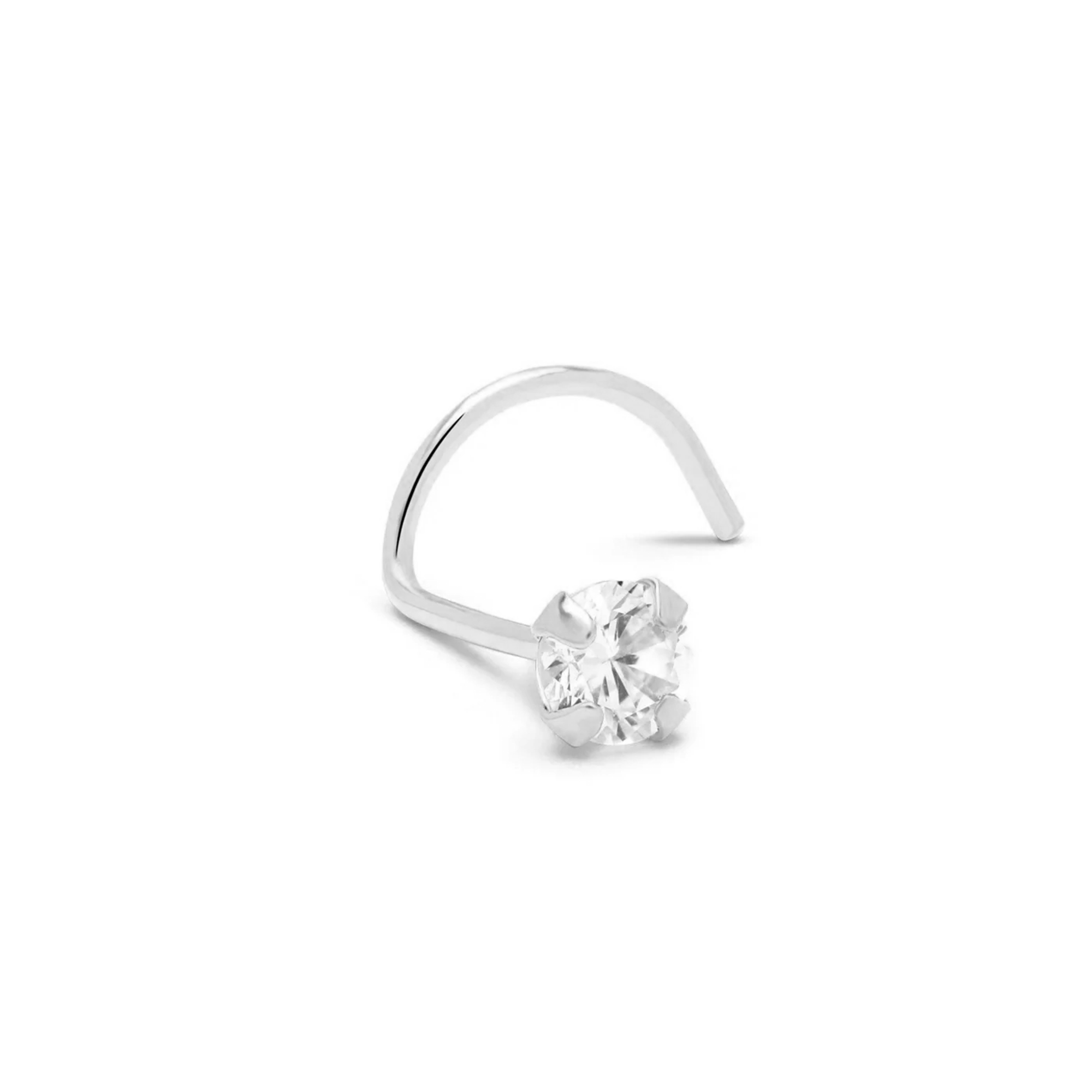 14kt White Gold Claw Set Nose Stud
