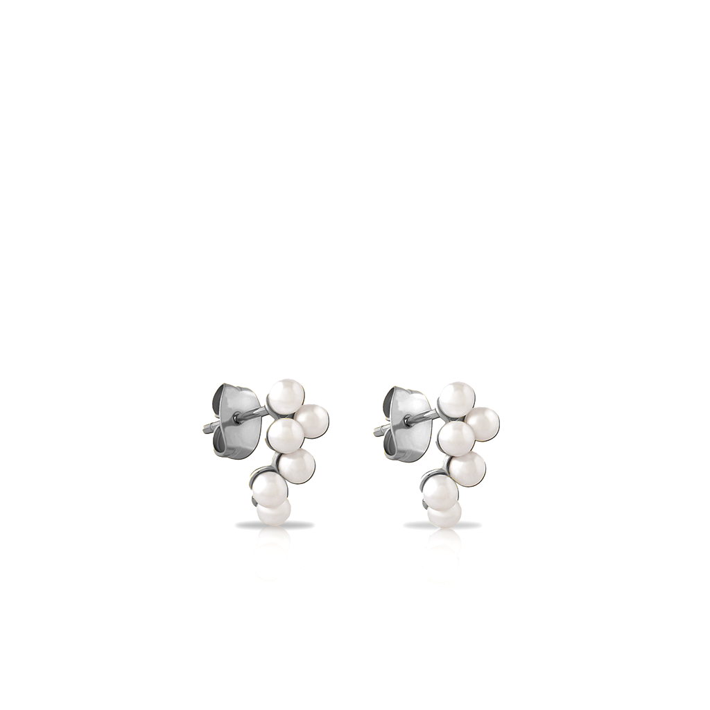 Surgical Steel Pearl Cluster Earrings - Pair