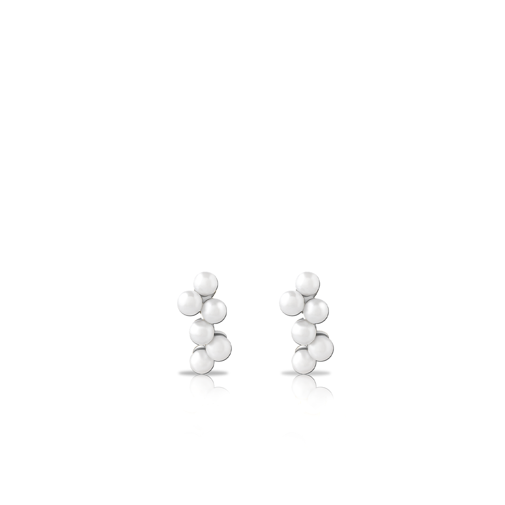 Surgical Steel Pearl Cluster Earrings - Pair